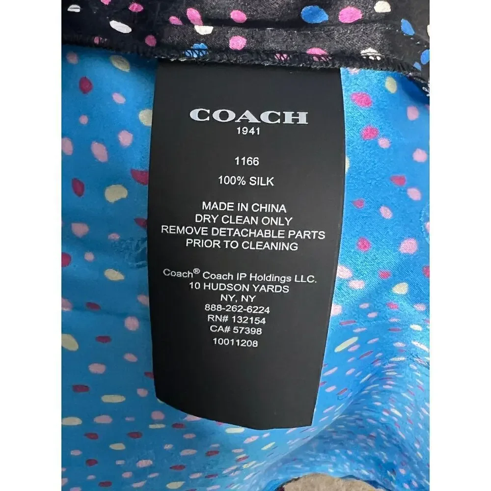 NWT Coach Dot Sleeveless Silk Belted A-line Dress Women's Size 6